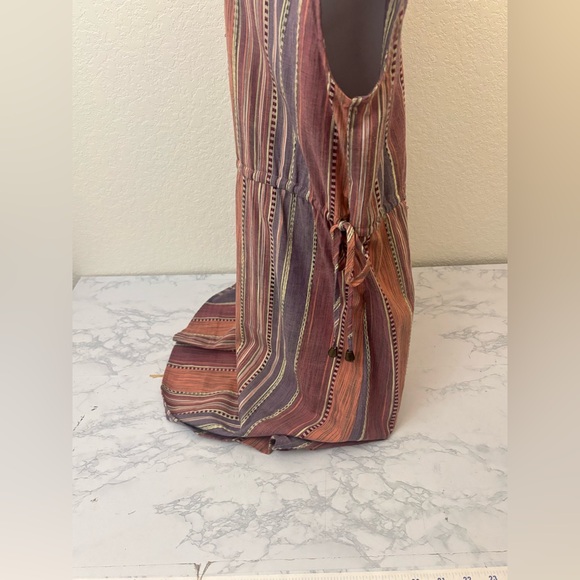 Spirit Of Grace Striped High Low Wrap Dress Size Medium Waist Tie Sleeveless - Picture 3 of 6